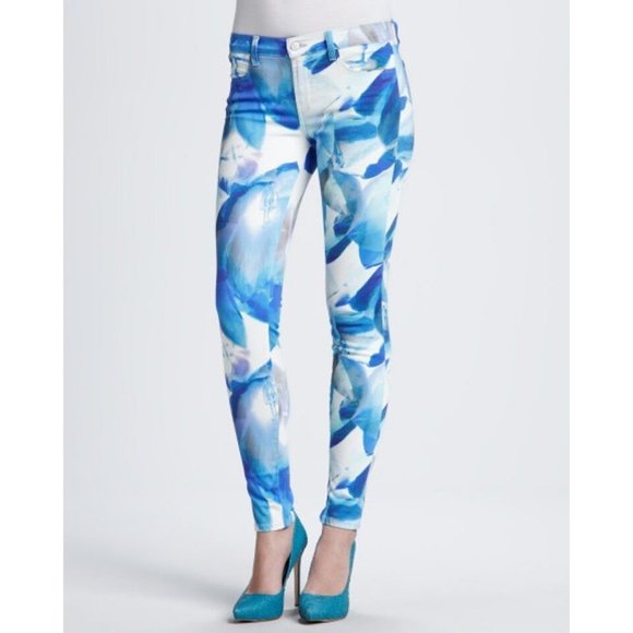 J BRAND JEANS Super Skinny BLUE ORCHID Floral Print SLIM ( 28 ) - Picture 2 of 4